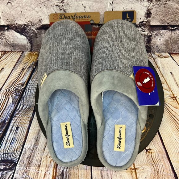 Dearfoams No Sweat Comfort Women's Gray Super Comfy Memory Foam Slippers L 9.5 - Picture 4 of 9
